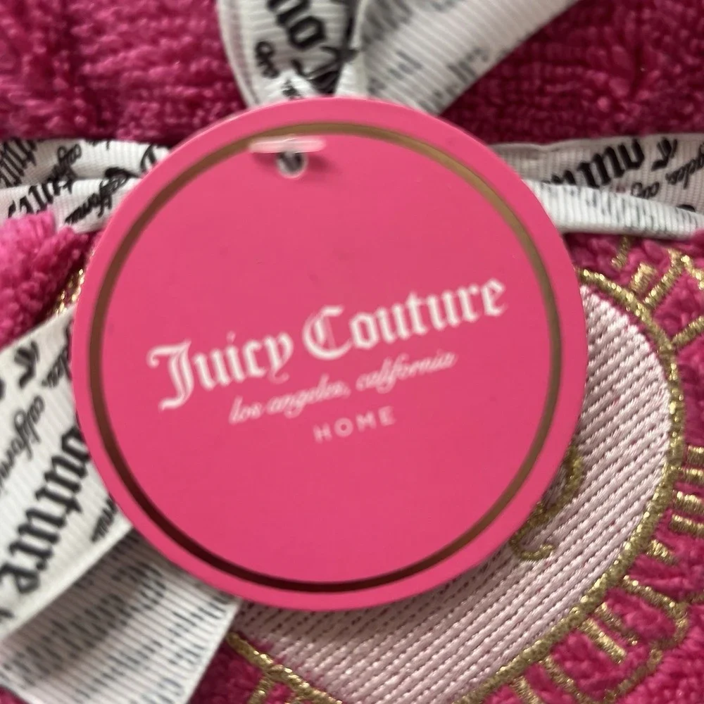 Juicy Couture Hand Towel Set Hot Pink Set Of 2 100% Cotton 16x26